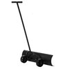 Gardenised Black Heavy Duty Snow Shovel Rolling Pusher Remover with Wheels and Wide Blades QI004186